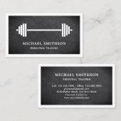 Black Chalkboard Barbell Fitness Personal Trainer Visitekaartje (Voorkant / Achterkant)