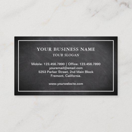 Black Chalkboard Blue Face Mask Visitekaartje (Achterkant)