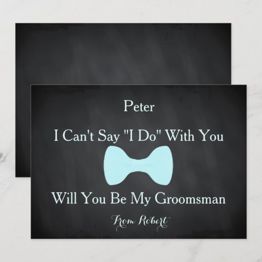Black Chalkboard Bow zal je mijn Groomsman zijn? Kaart (Voorkant / Achterkant)