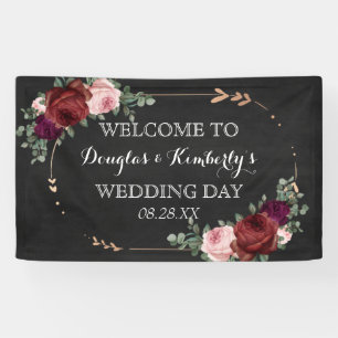 Black Chalkboard Burgundy Gold Roos Boho Wedding Spandoek