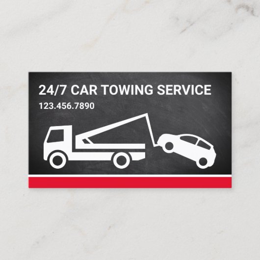 Black Chalkboard Car Towing Service Tow Truck Visitekaartje (Voorkant)