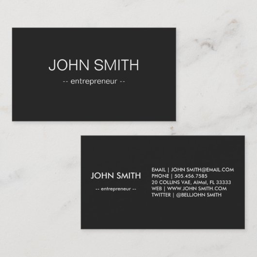 Black Chalkboard Cool Rustic Visitekaartje (Voorkant / Achterkant)