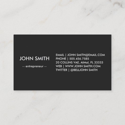 Black Chalkboard Cool Rustic  Visitekaartje (Achterkant)