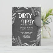 Black Chalkboard Dirty Derty 30th Birthday Invite Kaart (Staand voorkant)