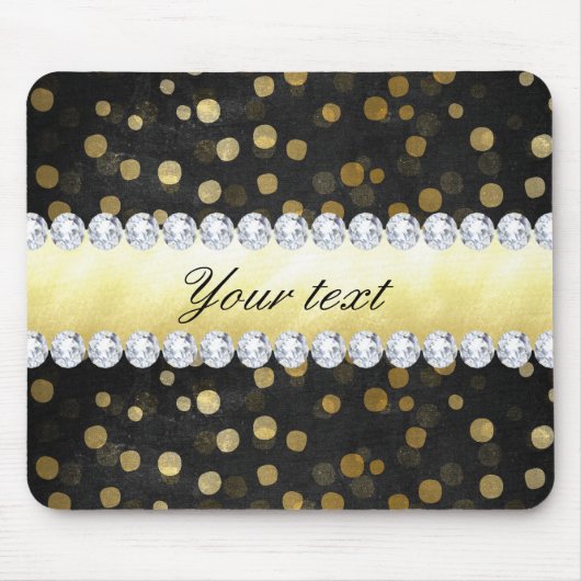 Black Chalkboard Gold Confetti Diamonds Muismat (Voorkant)