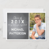 Black Chalkboard Graphic Guy Graduation Party Kaart (Voorkant)