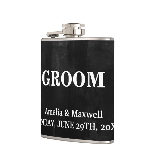 Black Chalkboard Groomsman Heupfles (Links)
