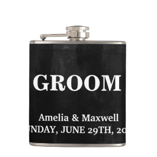 Black Chalkboard Groomsman Heupfles