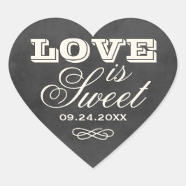 Black Chalkboard Love is Sweet Wedding Hart Sticker