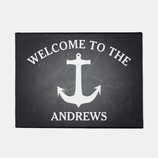 Black Chalkboard Modern Welcome Persoonlijk Deurmat (Voorkant)