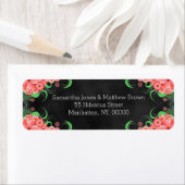 Black Chalkboard Pink Floral Return Address Labels (Insitu)