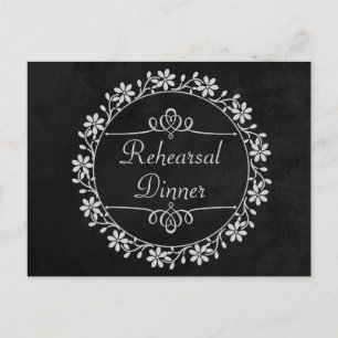 Black Chalkboard repesal Dinner Flower Wedding Uitnodiging Briefkaart