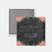 Black Chalkboard roze Floral Save the Date Magnets Magneet (Voorkant / Achterkant)