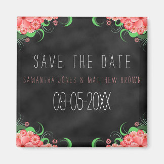 Black Chalkboard roze Floral Save the Date Magnets Magneet