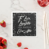 Black Chalkboard Rustic Happily Ever After Wedding Servet (Insitu)