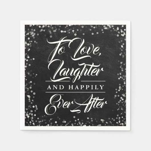 Black Chalkboard Rustic Happily Ever After Wedding Servet (Voorkant)