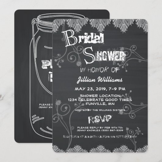 Black Chalkboard Rustic Kaart (Voorkant / Achterkant)