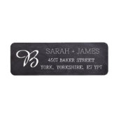 Black Chalkboard Rustic Monogram aangepast Etiket (Voorkant)
