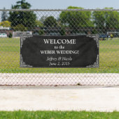 Black Chalkboard Rustic White Flourishes Wedding Spandoek (Insitu)