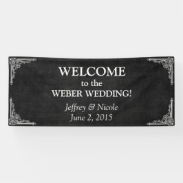 Black Chalkboard Rustic White Flourishes Wedding Spandoek