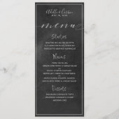 Black Chalkboard Silver Swash Calligraphy Wedding Menu (Voorkant)