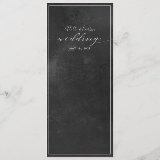 Black Chalkboard Silver Swash Calligraphy Wedding Menu (Achterkant)