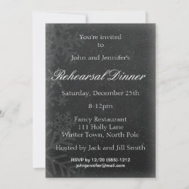 Black Chalkboard Snowflake Winter Rehearsal Dinner Kaart