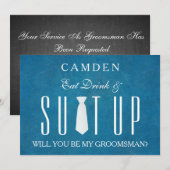 Black Chalkboard Suitup Zal ik m'n groomsman zijn? Kaart (Voorkant / Achterkant)