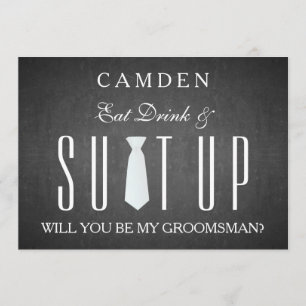 Black Chalkboard Suitup Zal ik m'n groomsman zijn? Kaart