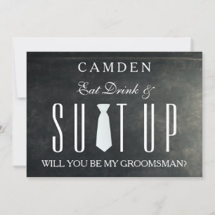 Black Chalkboard Suitup Zal ik m'n groomsman zijn? Kaart