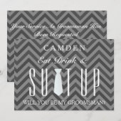 Black Chalkboard Suitup Zal ik m'n groomsman zijn? Kaart (Voorkant / Achterkant)