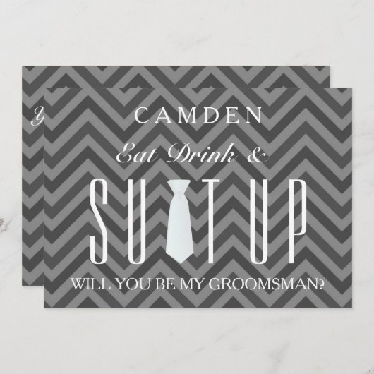 Black Chalkboard Suitup Zal ik m'n groomsman zijn? Kaart (Voorkant / Achterkant)
