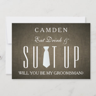 Black Chalkboard Suitup Zal ik m'n groomsman zijn? Kaart