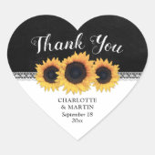 Black Chalkboard Sunflower Weddenschap Hartelijk d Hart Sticker (Voorkant)