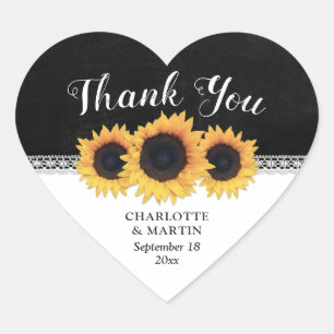Black Chalkboard Sunflower Weddenschap Hartelijk d Hart Sticker