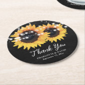 Black Chalkboard Sunflower Weddenschap Hartelijk d Ronde Kartonnen Onderzetter (Gebogen)