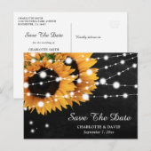 Black Chalkboard Sunflower Wedding Save the Date Aankondigingskaart (Voorkant / Achterkant)