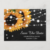 Black Chalkboard Sunflower Wedding Save the Date Aankondigingskaart (Voorkant)