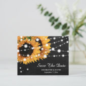 Black Chalkboard Sunflower Wedding Save the Date Aankondigingskaart (Staand voorkant)