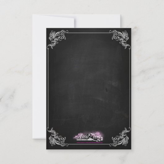 Black chalkboard wedding invitation kaart (Achterkant)