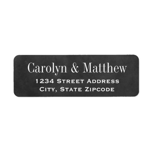  Black Chalkboard Wedding Return-adres Etiket (Voorkant)