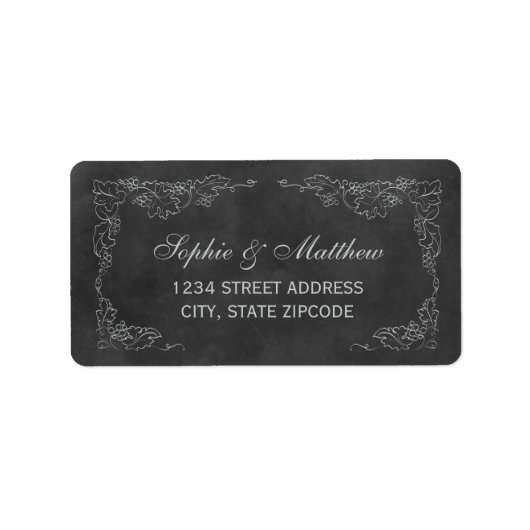  Black Chalkboard Wedding Return-adres Etiket (Voorkant)