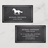 Black Chalkboard White Horse Riding Instructor Visitekaartje (Voorkant / Achterkant)