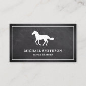 Black Chalkboard White Horse Riding Instructor Visitekaartje (Voorkant)