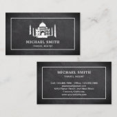 Black Chalkboard White Taj Mahal Travel Agent Visitekaartje (Voorkant / Achterkant)