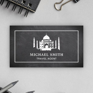 Black Chalkboard White Taj Mahal Travel Agent Visitekaartje