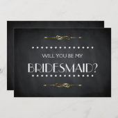 Black ChalkBoard Wordt mijn Bridesmaid Invitat Kaart (Voorkant / Achterkant)