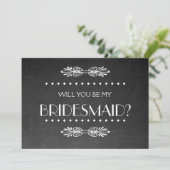 Black ChalkBoard Wordt mijn Bridesmaid Invitat Kaart (Staand voorkant)
