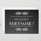 Black ChalkBoard Wordt mijn Bridesmaid Invitat Kaart (Voorkant / Achterkant)