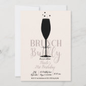 Black Champagne Glass Brunch & Bubble Birthday Kaart (Voorkant)